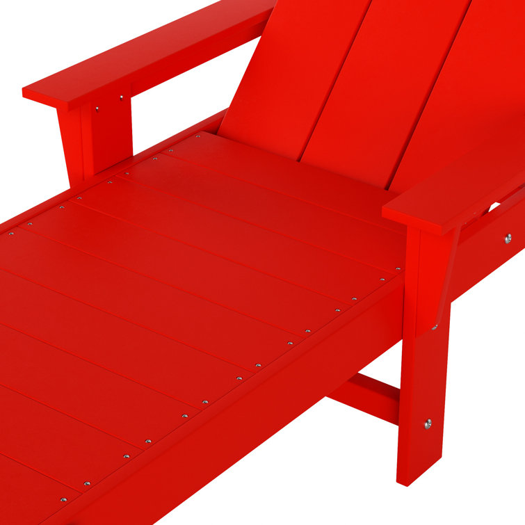 Red Poly All-Weather Chaise Lounge Set with Arms and Wheels