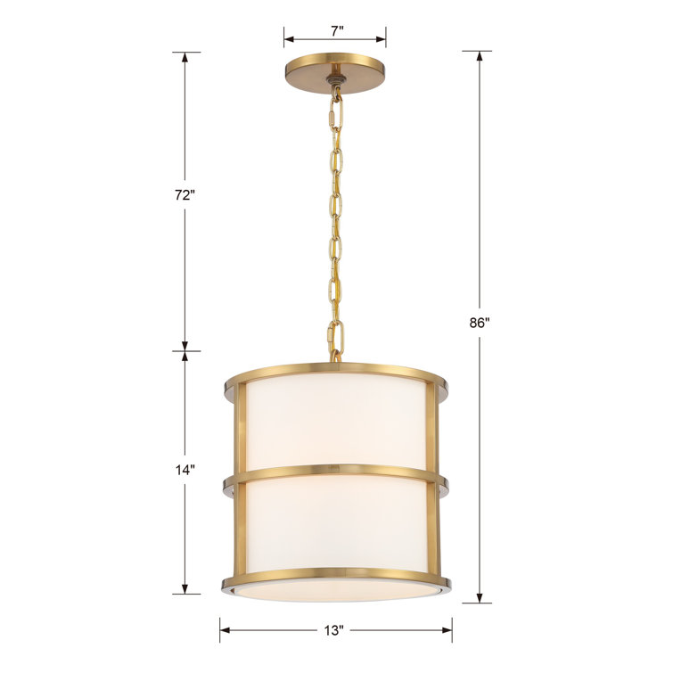 Hulton Luxe Gold Mini Drum Silk Shade 3-Light Pendant