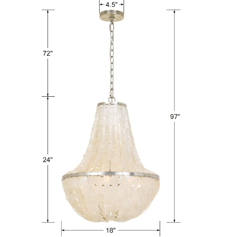 Brielle Antique Silver 6-Light Chandelier with Capiz Shells