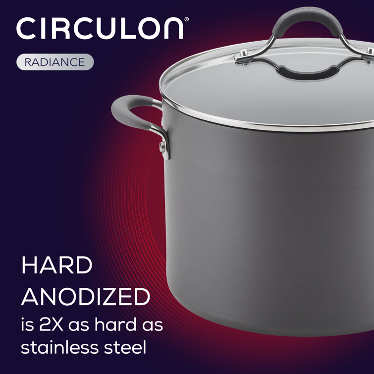 Circulon Radiance 10-Quart Gray Hard-Anodized Aluminum Stockpot