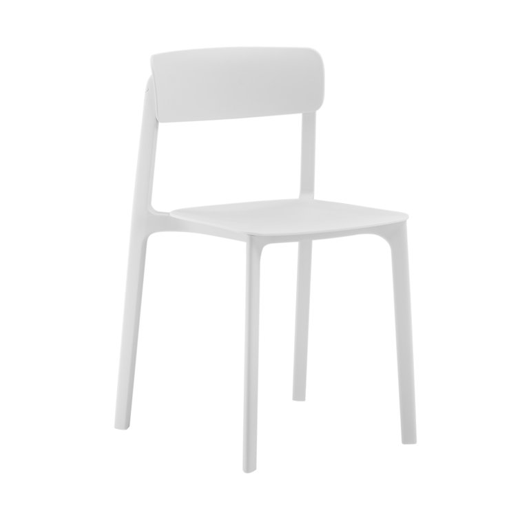White Plastic Stackable Outdoor Dining Chairs, Set of 2