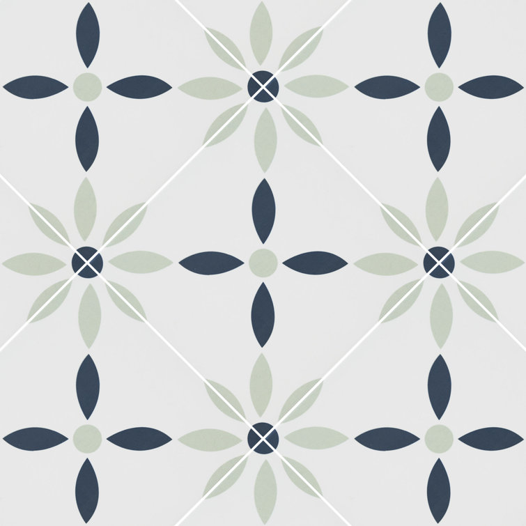 Greta 8'' x 8'' Matte Porcelain Encaustic Look Tile