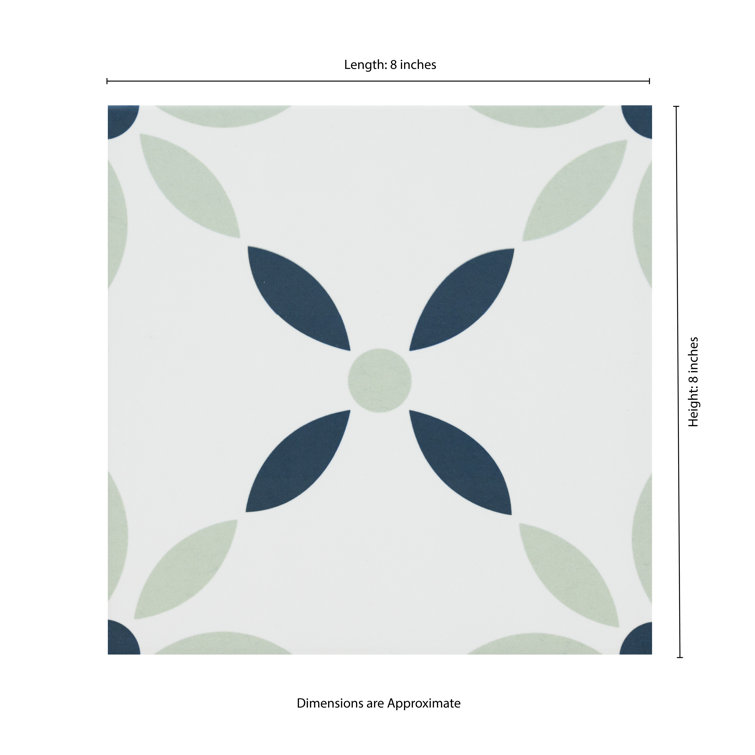 Greta 8'' x 8'' Matte Porcelain Encaustic Look Tile