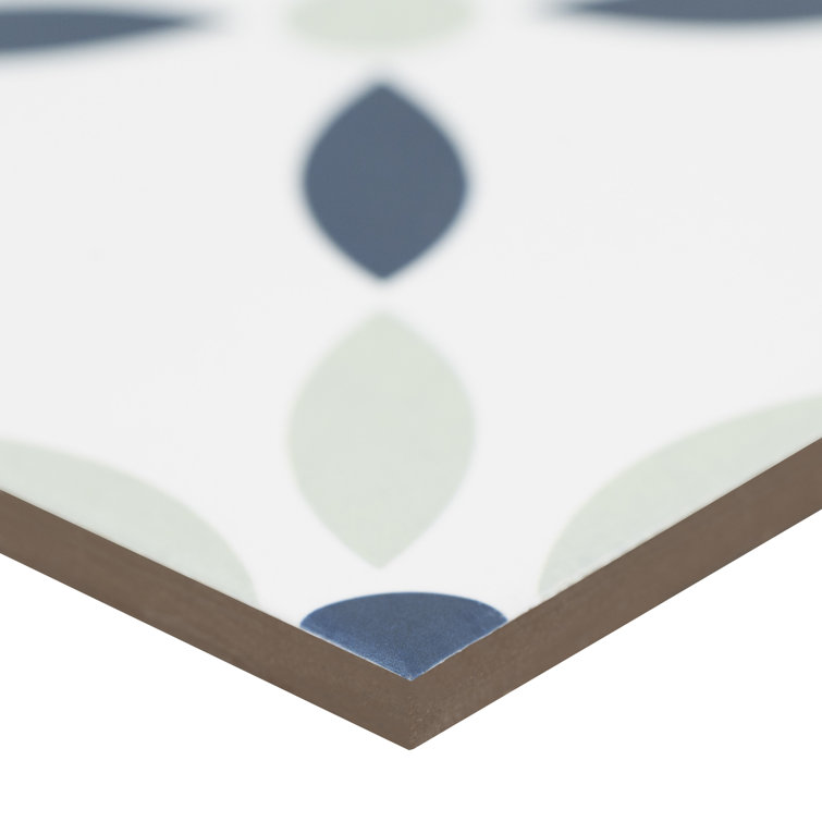 Greta 8'' x 8'' Matte Porcelain Encaustic Look Tile