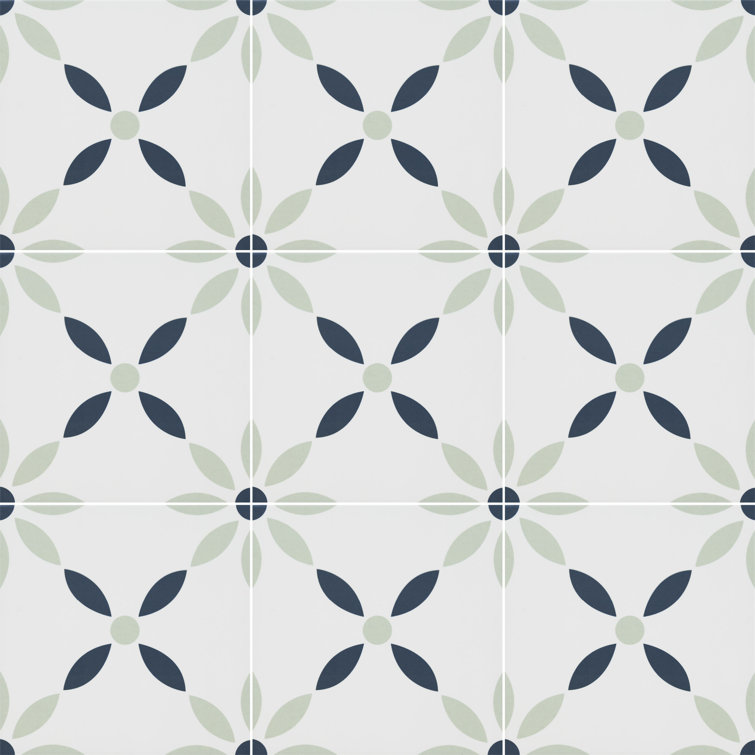 Greta 8'' x 8'' Matte Porcelain Encaustic Look Tile