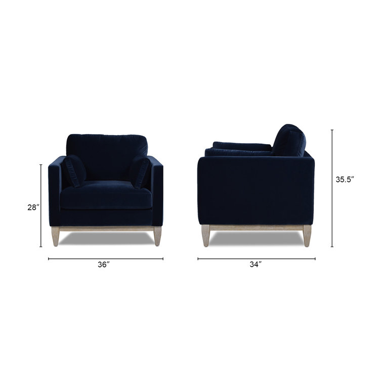 Knox Dark Navy Blue Velvet Armchair with Birch Legs