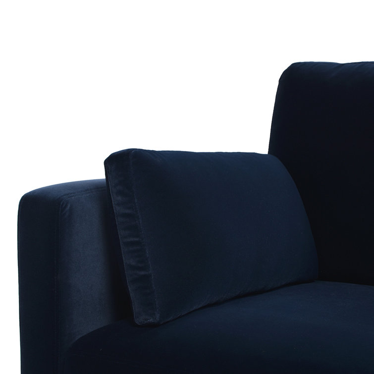 Knox Dark Navy Blue Velvet Armchair with Birch Legs