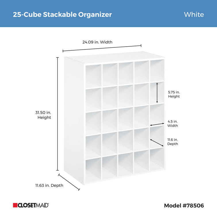 White Stackable 25-Compartment Shoe Organizer