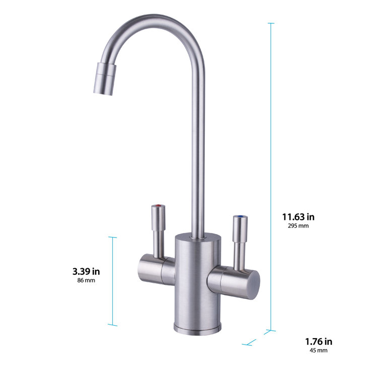 Brushed Nickel Dual Handle Hot and Cold Water Dispenser