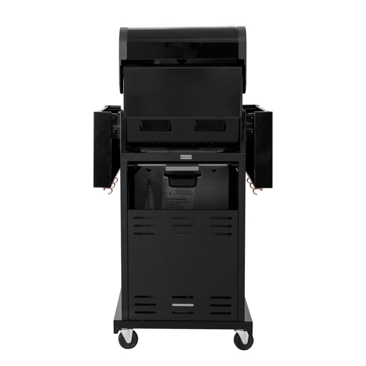 Compact Black and Copper 2-Burner Propane Gas Grill with Foldable Side Tables