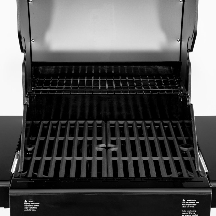 Compact Black and Copper 2-Burner Propane Gas Grill with Foldable Side Tables