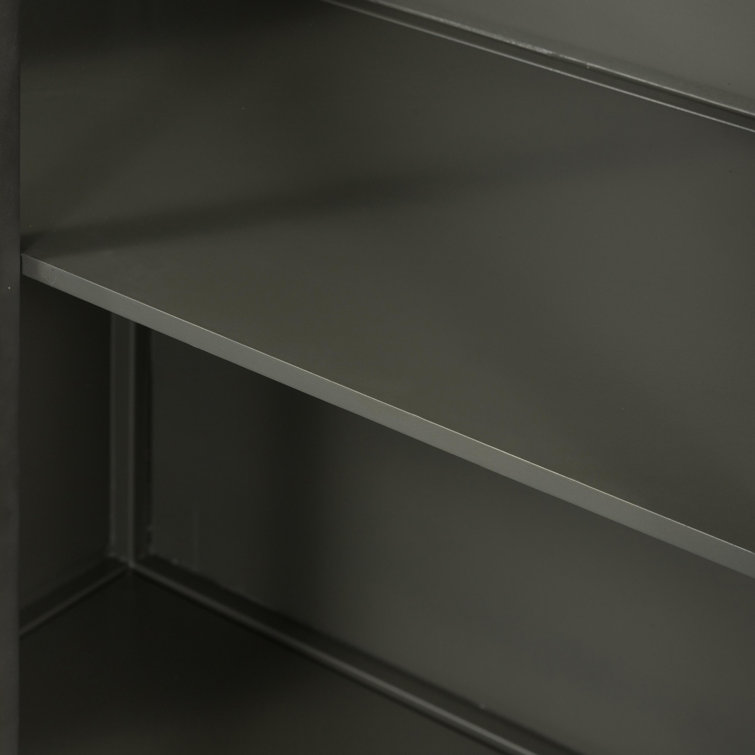 Belmont Modern Gunmetal Iron & Glass Tall Bookcase