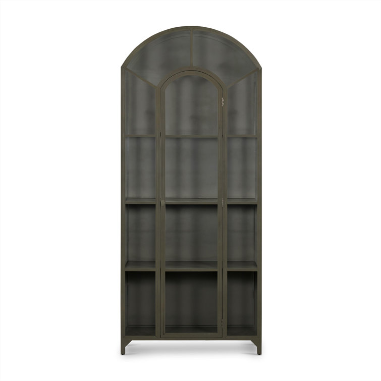 Belmont Modern Gunmetal Iron & Glass Tall Bookcase