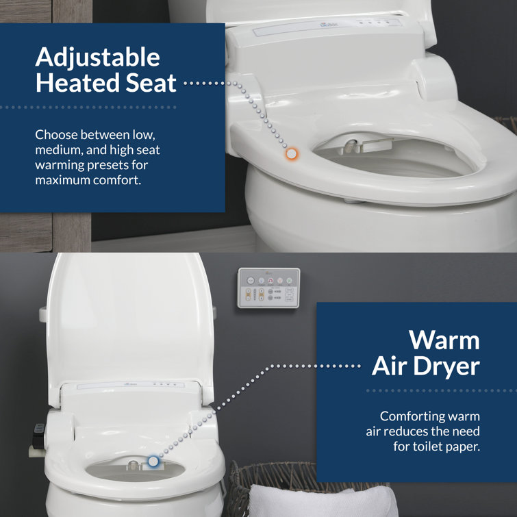 White Heated Electric Bidet Toilet Seat with Remote Control
