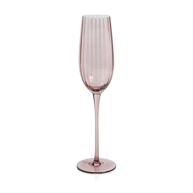 Malden Wine Colored Textured Glass Champagne Flutes, Set of 4