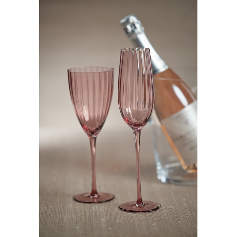 Malden Wine Colored Textured Glass Champagne Flutes, Set of 4