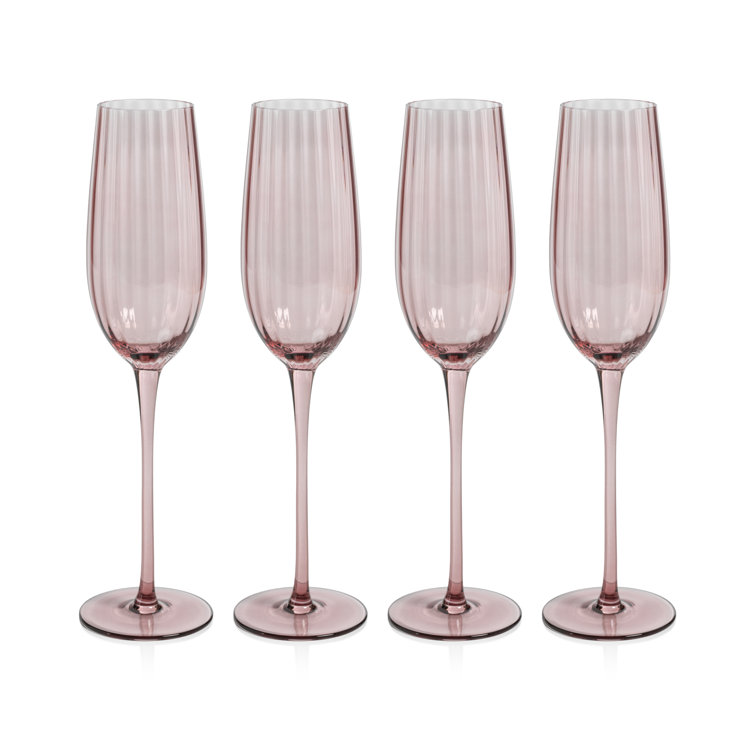 Malden Wine Colored Textured Glass Champagne Flutes, Set of 4