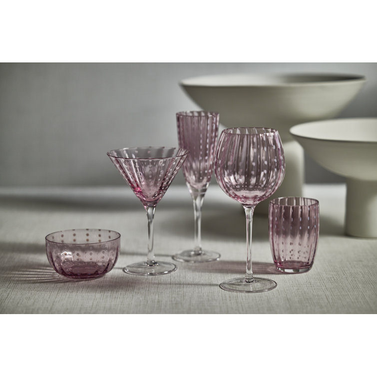 Pescara Purple Dot Patterned Glass Wine Set
