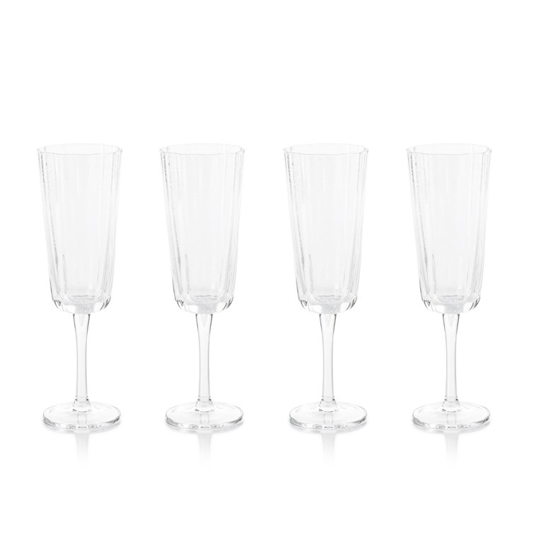 Elegant Clear Glass Bubble Champagne Flutes, Set of 4