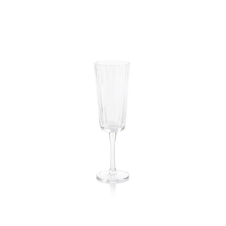 Elegant Clear Glass Bubble Champagne Flutes, Set of 4