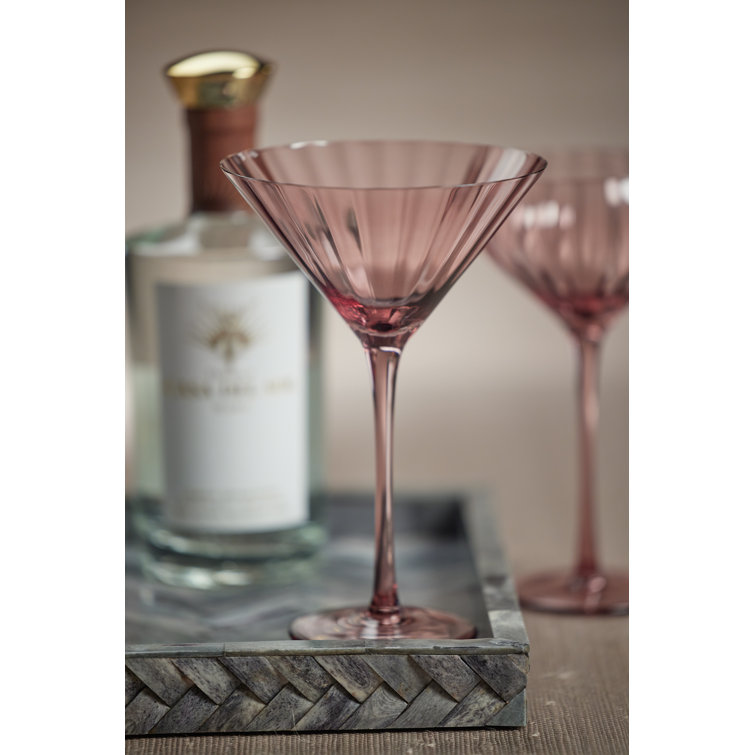 Wine Colored Glass Martini Cocktail Set, Set of 4