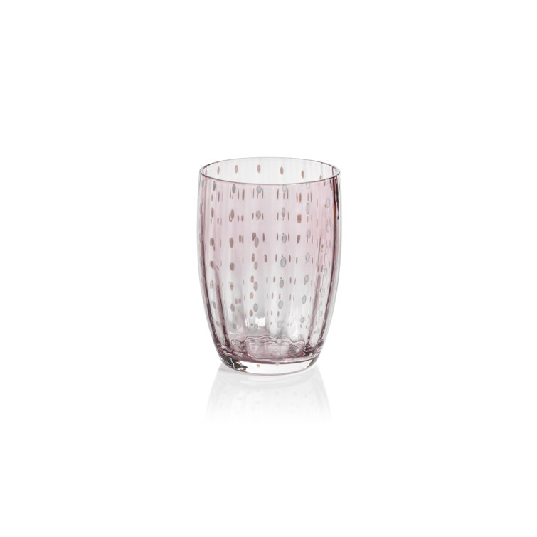 Oakes Purple Ribbed and Dotted Tumbler Glasses, Set of 4