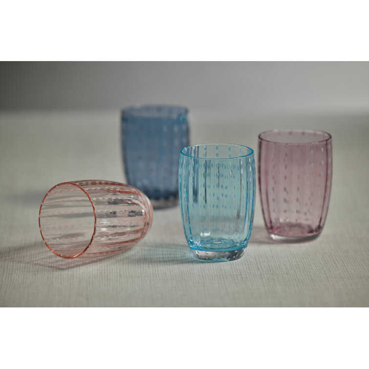 Oakes Purple Ribbed and Dotted Tumbler Glasses, Set of 4