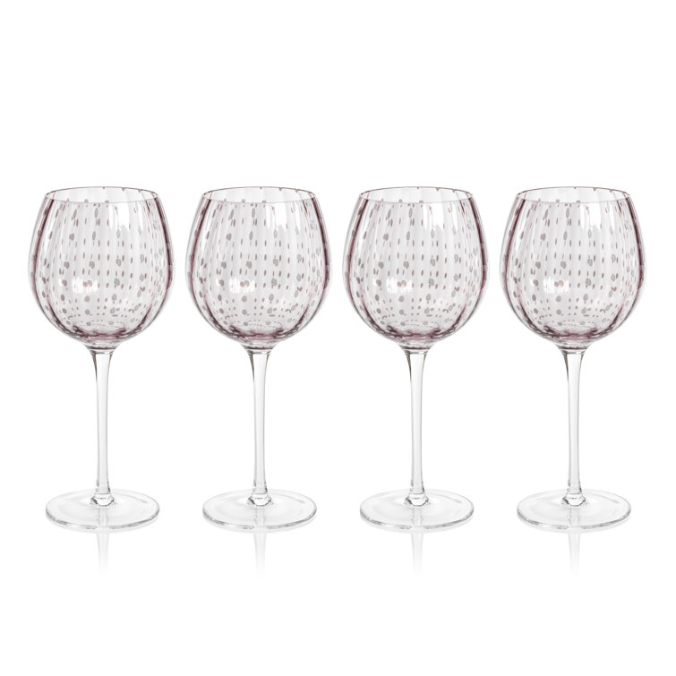 Pescara Purple Dot Patterned Glass Wine Set
