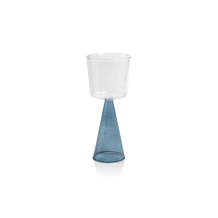 Monticello Blue Glass White Wine Glasses Set of 4