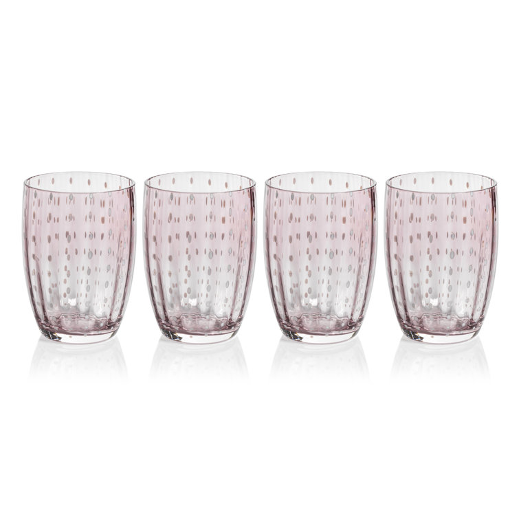Oakes Purple Ribbed and Dotted Tumbler Glasses, Set of 4