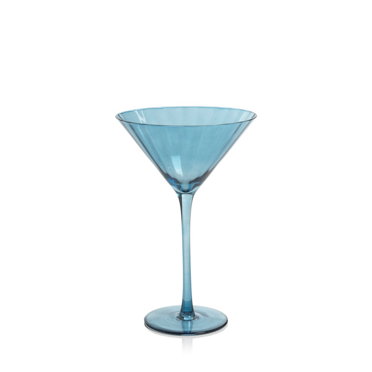Azure Blue Glass Martini Cocktail Set, Dishwasher Safe