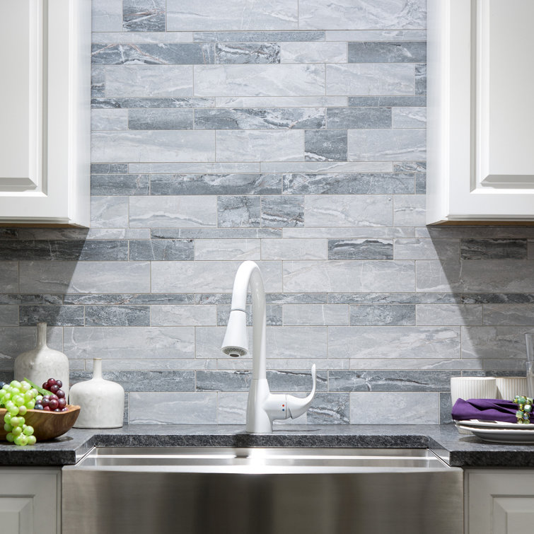 Ocean Corridor Gray and Blue Vinyl Peel and Stick Mosaic Tile Kit