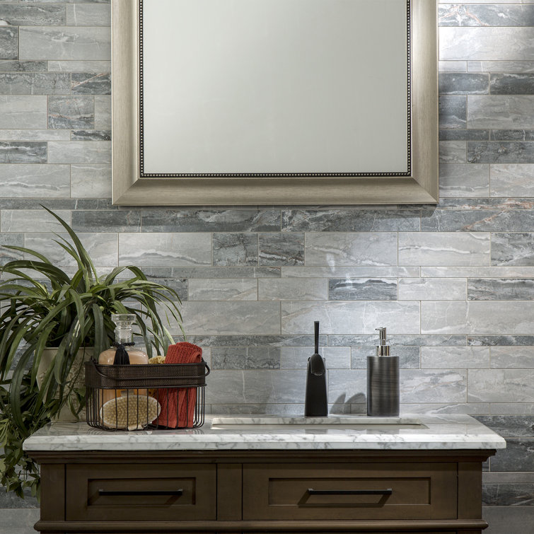 Ocean Corridor Gray and Blue Vinyl Peel and Stick Mosaic Tile Kit