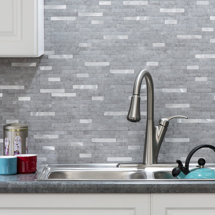 Cloud Shimmer Gray Composite Peel and Stick Backsplash Tiles