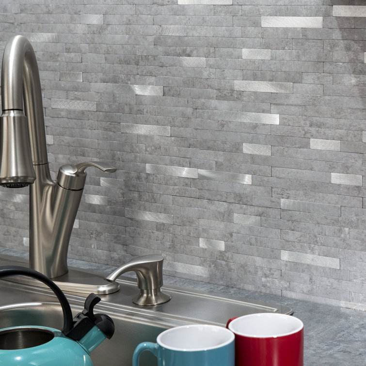 Cloud Shimmer Gray Composite Peel and Stick Backsplash Tiles