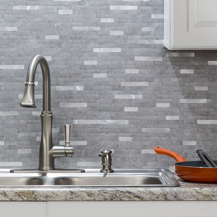 Cloud Shimmer Gray Composite Peel and Stick Backsplash Tiles