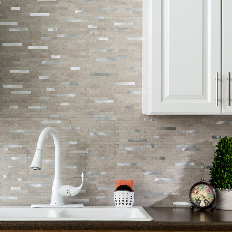 Biscuit Peel and Stick Composite Backsplash Tiles, 12x5.8 inches