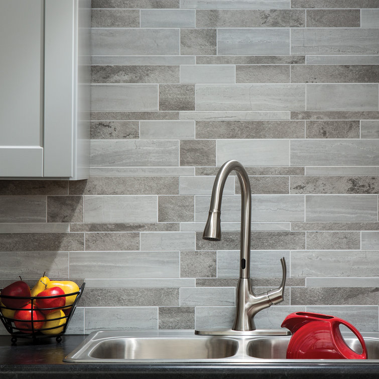 Ocean Corridor Gray and Blue Vinyl Peel and Stick Mosaic Tile Kit