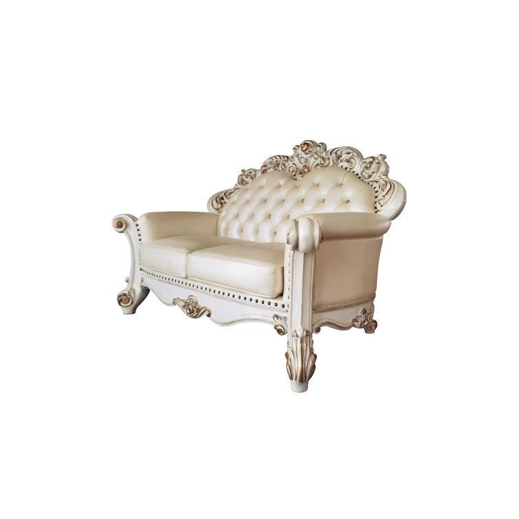 Vendome 70" Champagne and Antique Pearl Loveseat with Pillows
