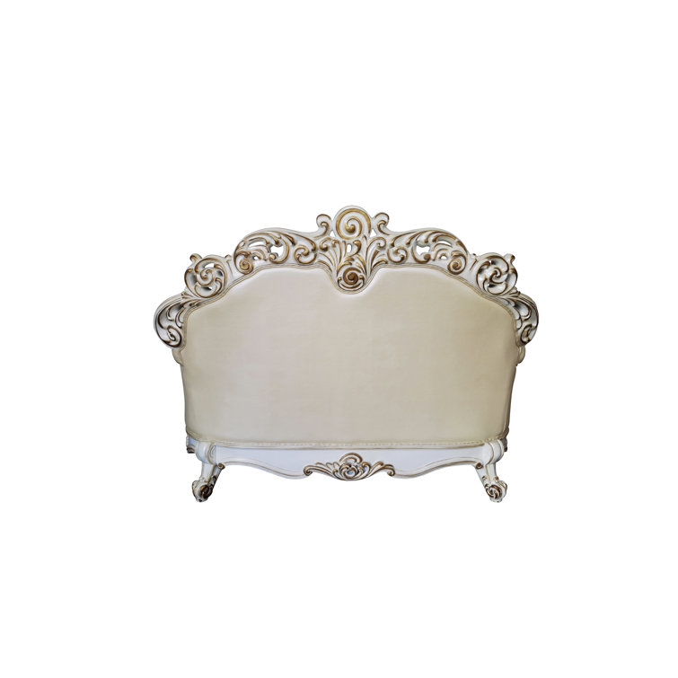 Vendome 70" Champagne and Antique Pearl Loveseat with Pillows
