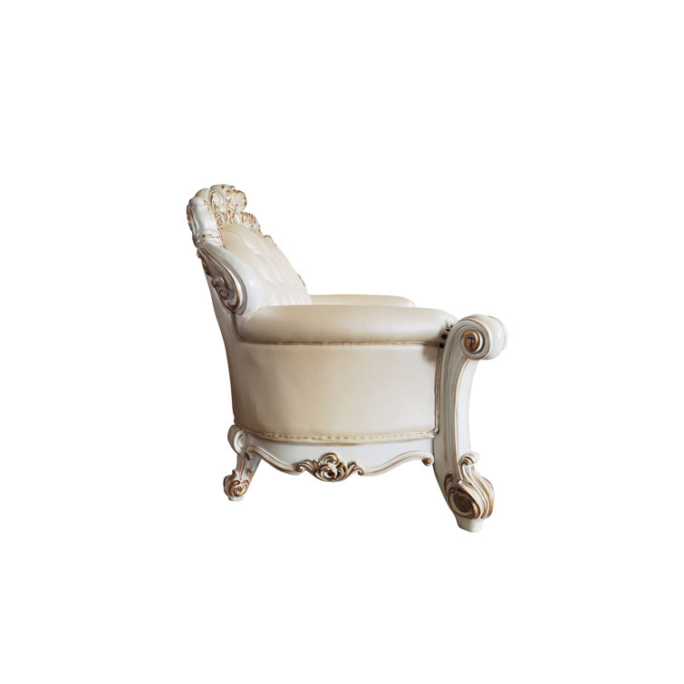 Vendome 70" Champagne and Antique Pearl Loveseat with Pillows