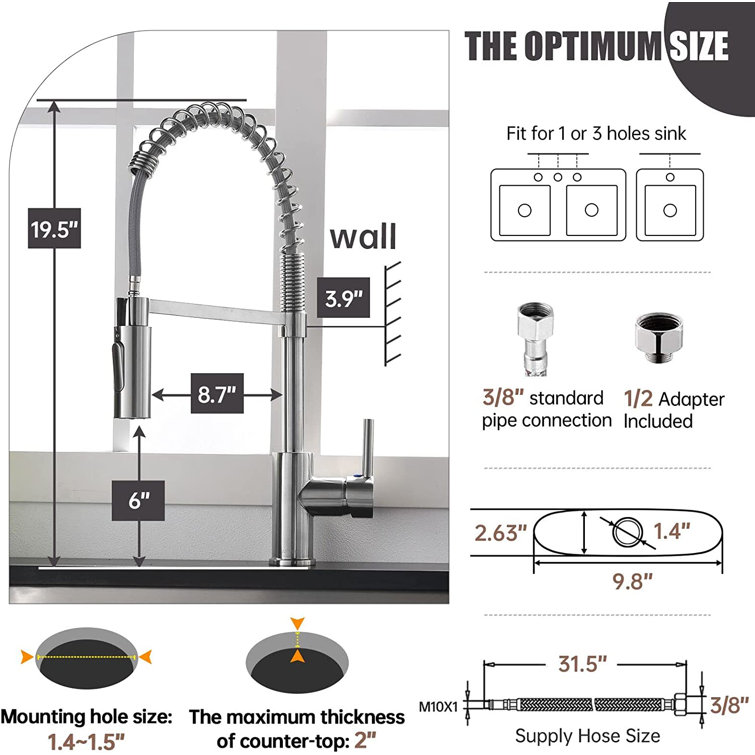 Brushed Nickel High-Arc Pull-Down Kitchen Faucet with Spray
