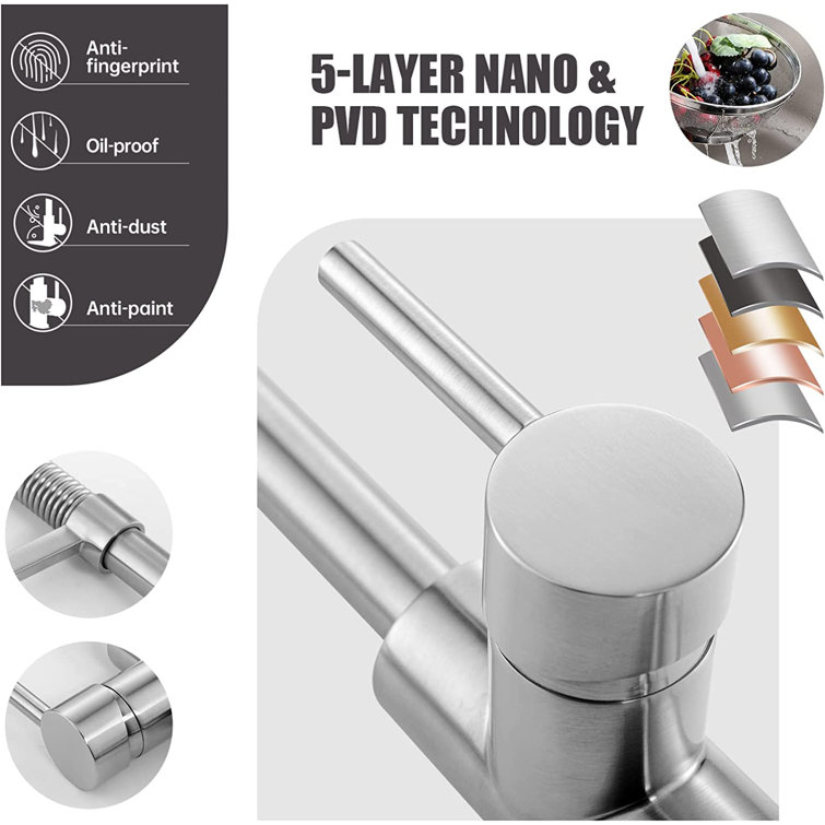 Brushed Nickel High-Arc Pull-Down Kitchen Faucet with Spray