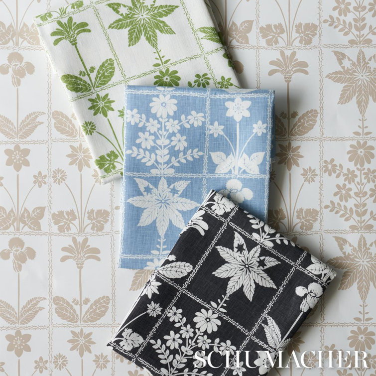 Neutral Cotton-Linen Georgia Wildflowers Upholstery Fabric