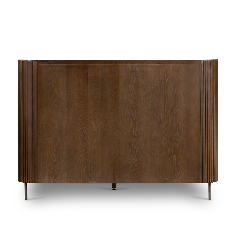 Contemporary Terra Brown Oak Queen Panel Bed with Headboard