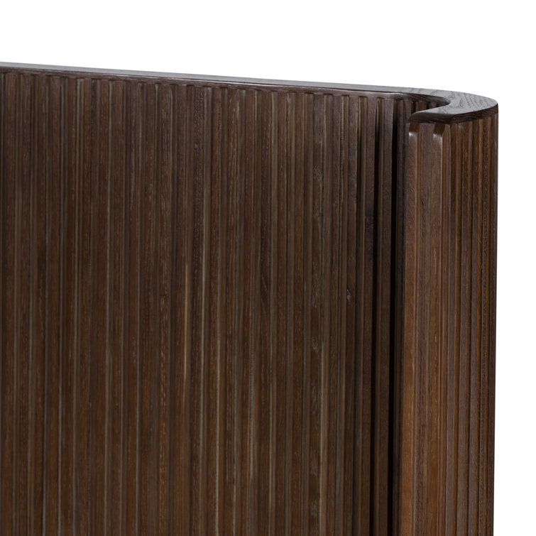 Contemporary Terra Brown Oak Queen Panel Bed with Headboard