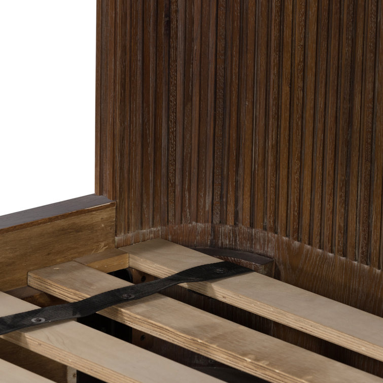 Contemporary Terra Brown Oak Queen Panel Bed with Headboard