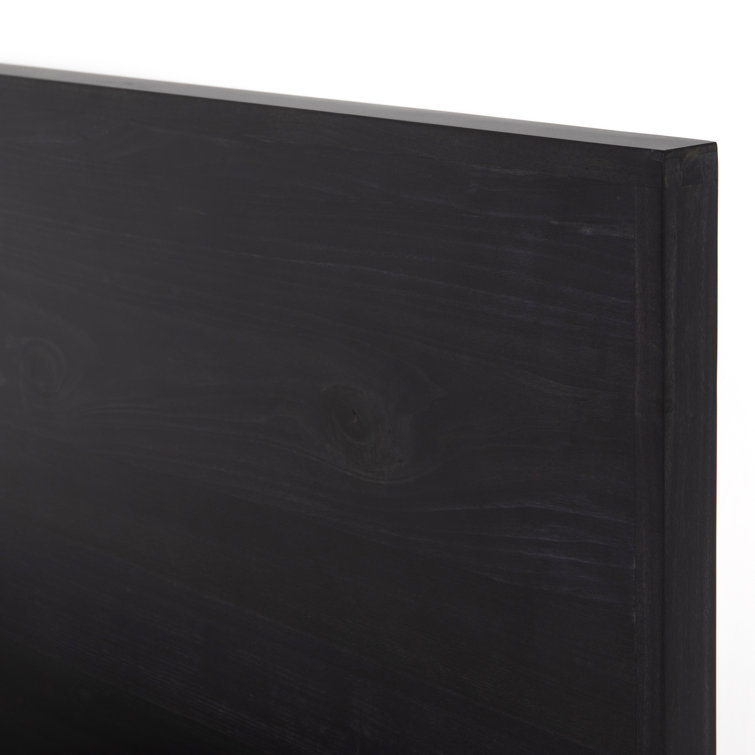 Contemporary Black-Wash Poplar King Panel Bed with Metal Frame