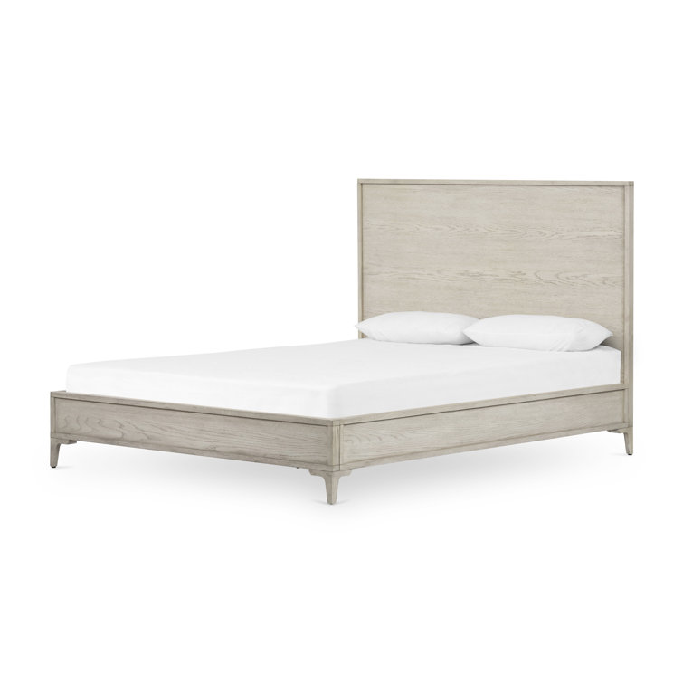 Elegant Vintage White Oak Queen Panel Bed with Headboard