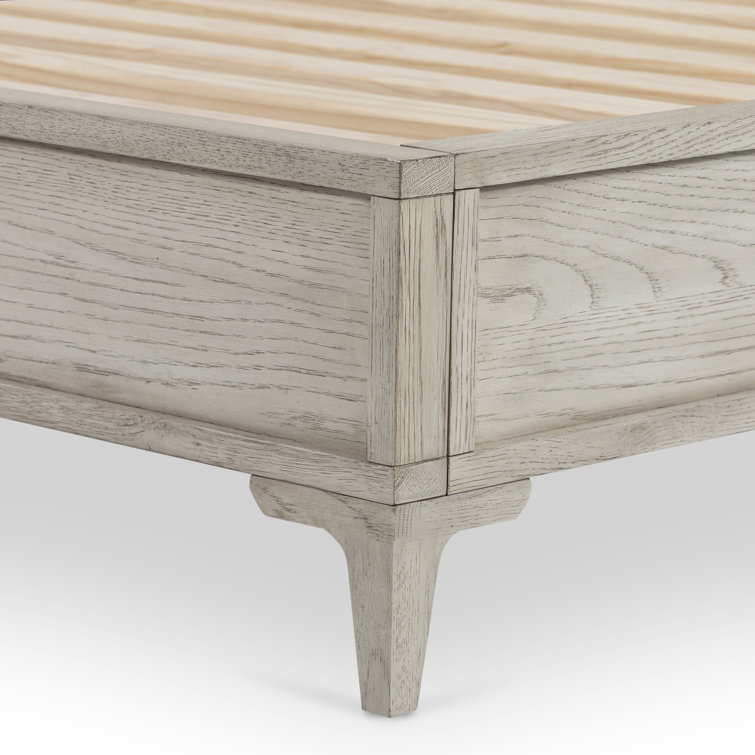 Elegant Vintage White Oak Queen Panel Bed with Headboard
